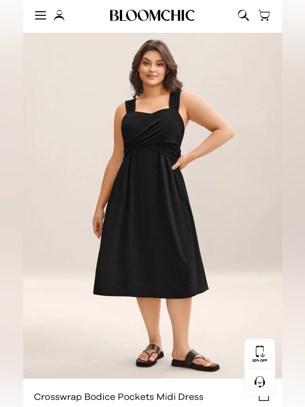 Bloomchic Crosswrap Bodice Pockets Midi Dress